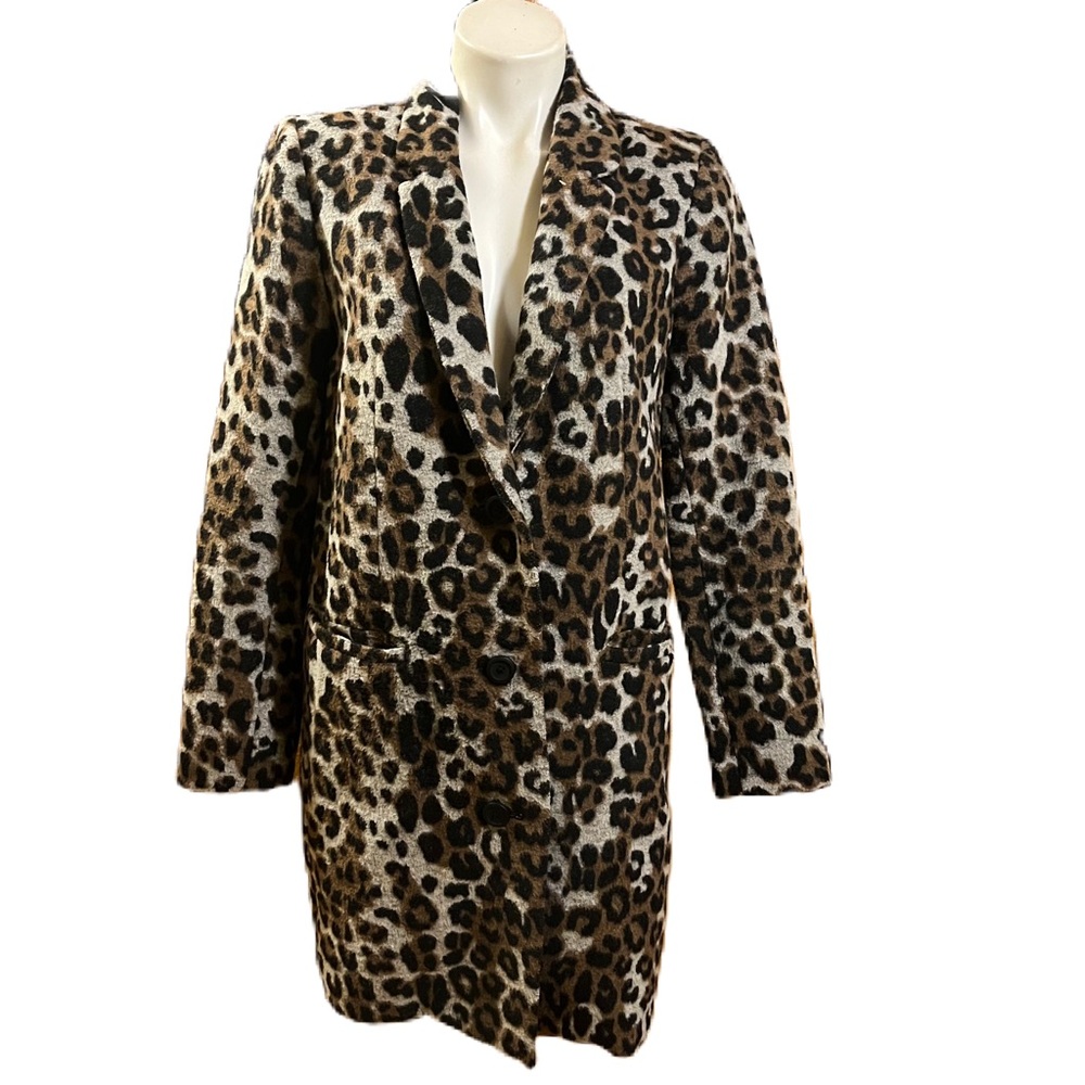 BB Dakota Wool Blend Leopard Print coat M
